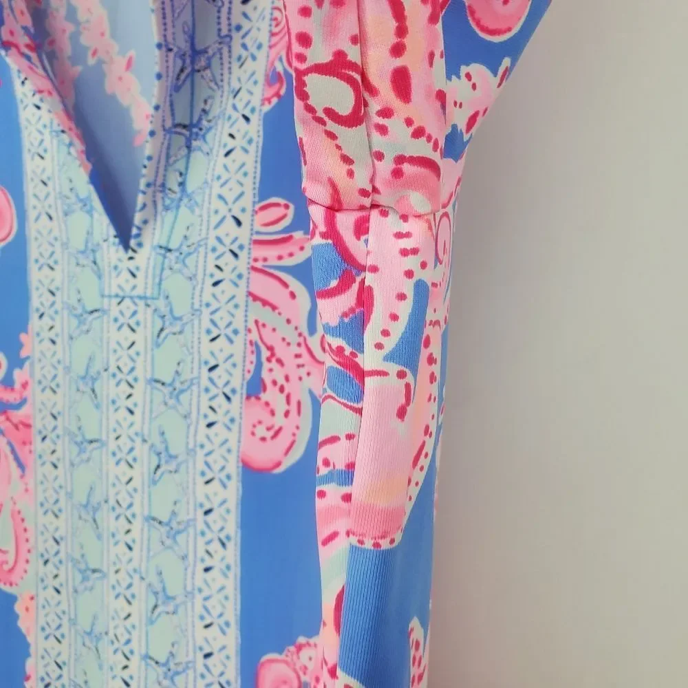 Lilly Pulitzer Chilly Lilly Nadine Dress UPF 50+ Blue Peri Go With The Flow - Picture 7 of 11